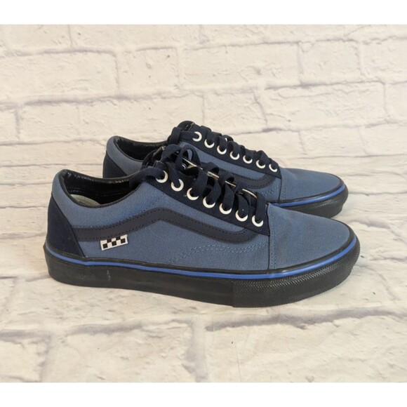 Vans Old Skool Pop Cush Canvas Blue Black Sneakers Mens 7 NEW Customized - Picture 1 of 8